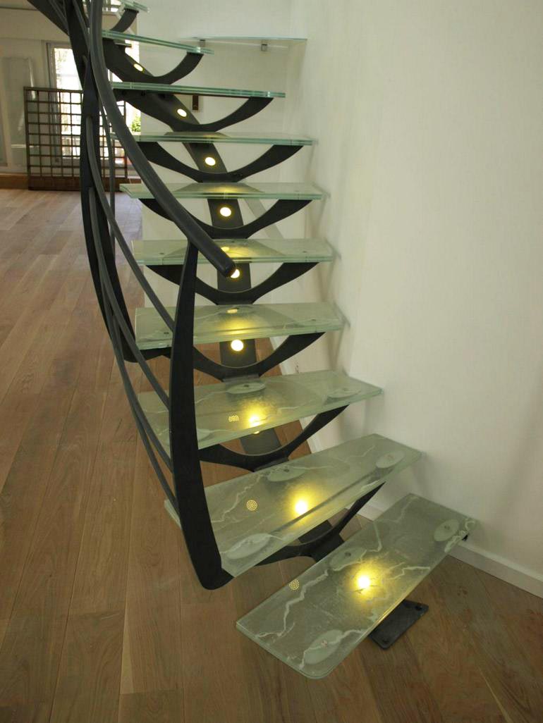 Escalier en verre, marche escalier en verre