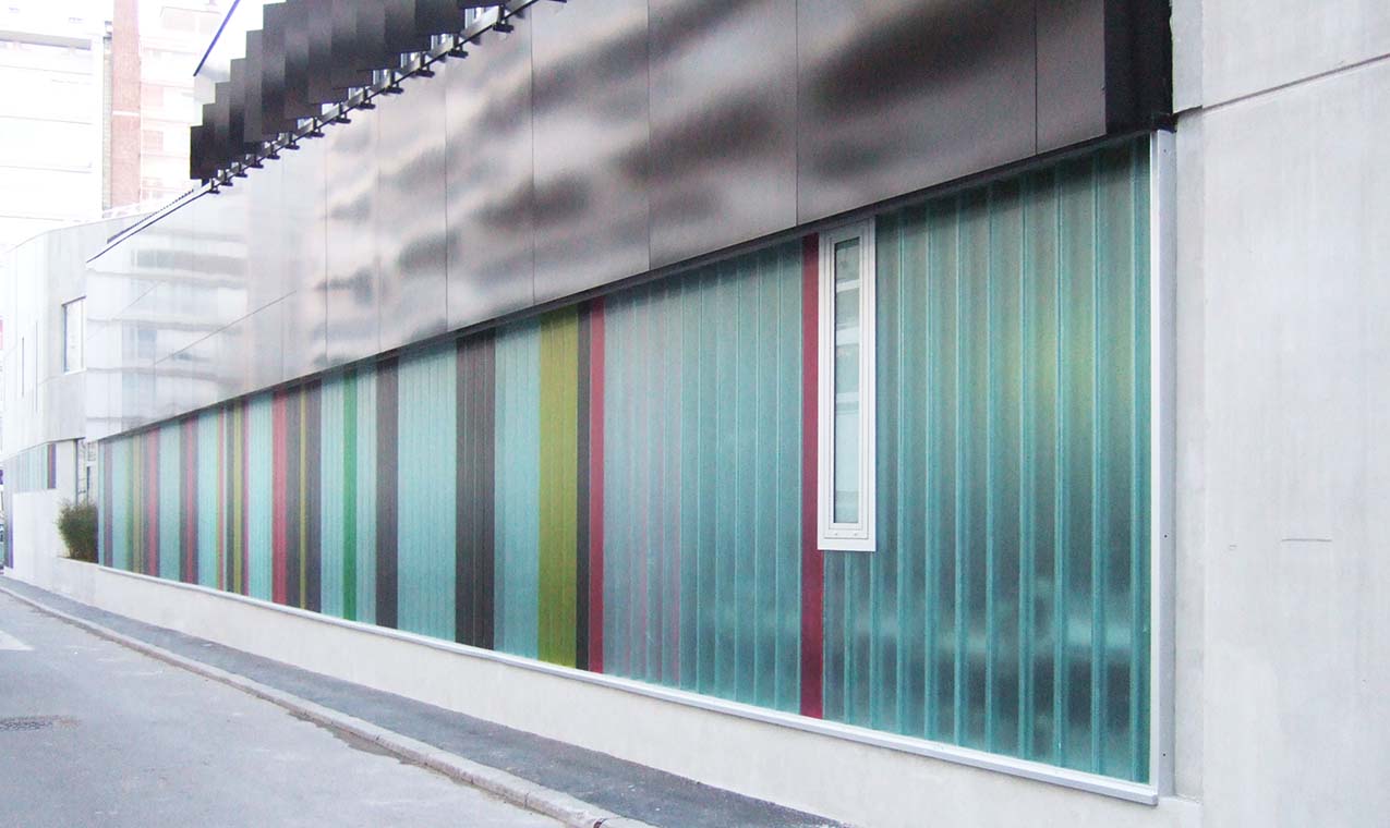 façade en verre feuilleté trempé, et verre feuilleté décoratif