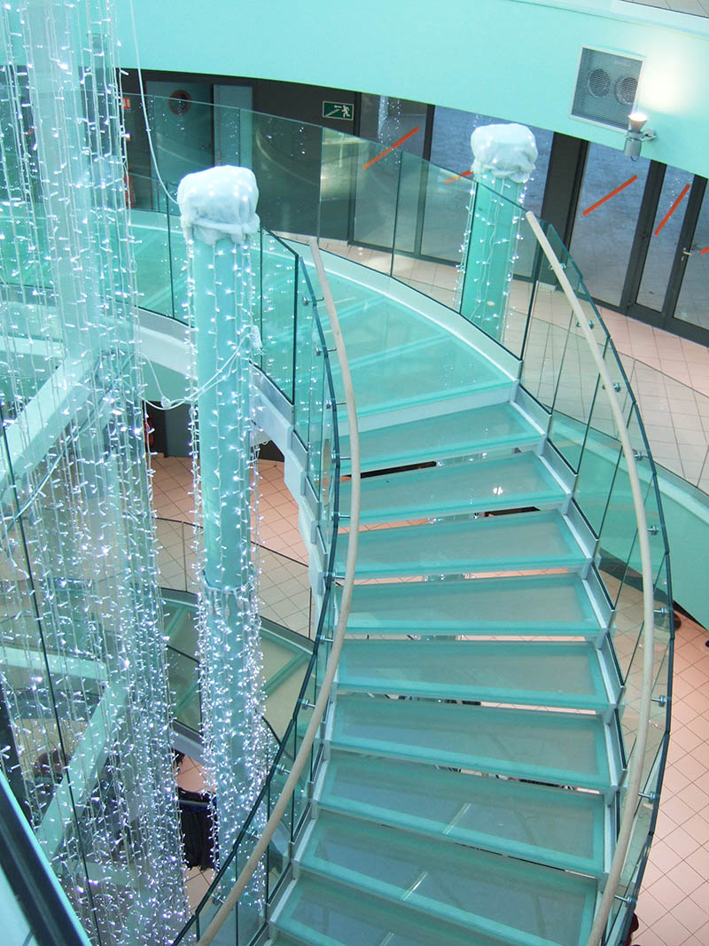 Escalier en verre, marche escalier en verre