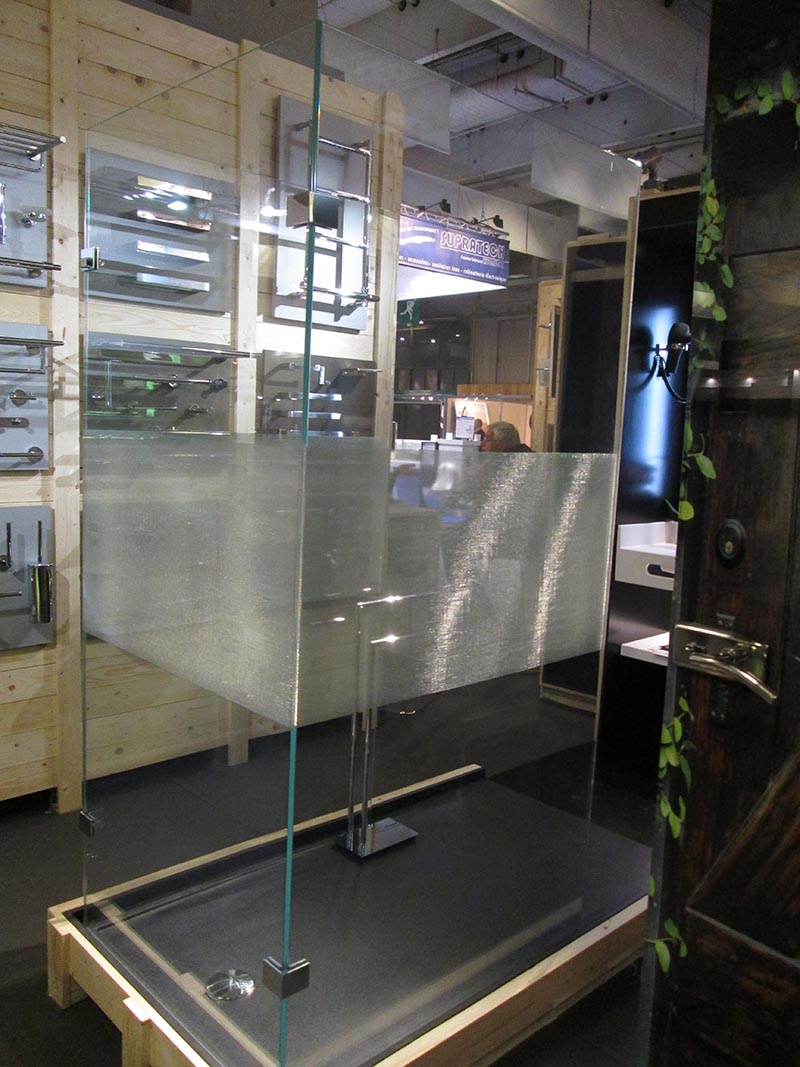 parois de douche en verre sécurit transparent avec maille métallique