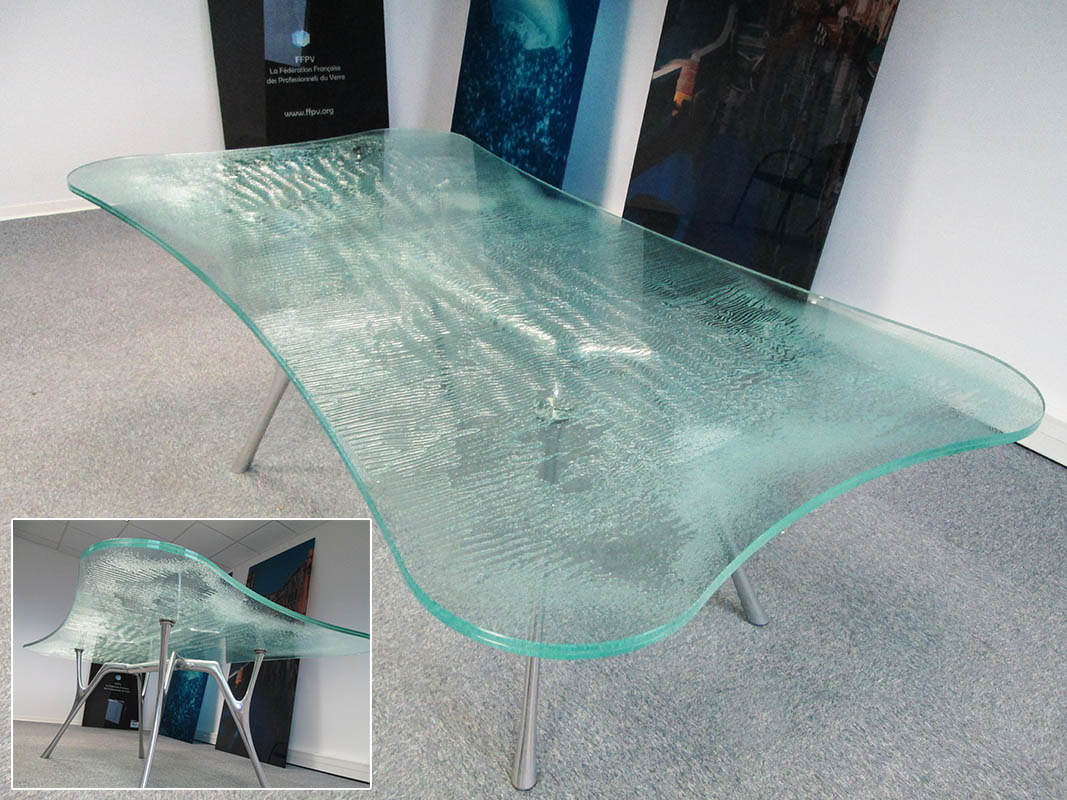 Plateau en verre table, table en verre