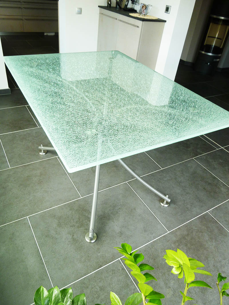 plateau de table en verre feuilleté décoratif