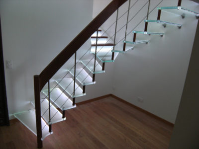 Escalier en verre insertion LEDs
