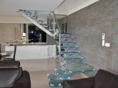 escalier vitre incorporation leds