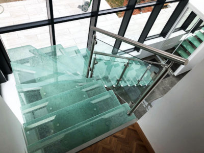 escalier en verre feuilleté crash